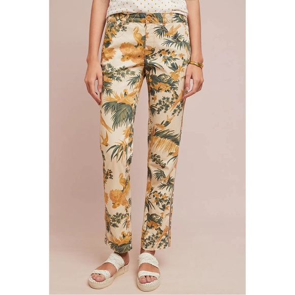 NEW Anthropologie Relaxed Printed Chino Trousers Sz 29 - Picture 1 of 6
